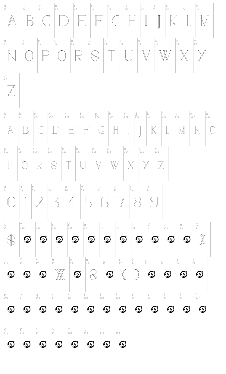 Go to the sky font map